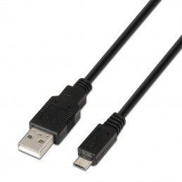 Cable usb 2.0 aisens a101-0029/ usb macho - microusb macho/ hasta 2.5w/ 60mbps/ 3m/ negro