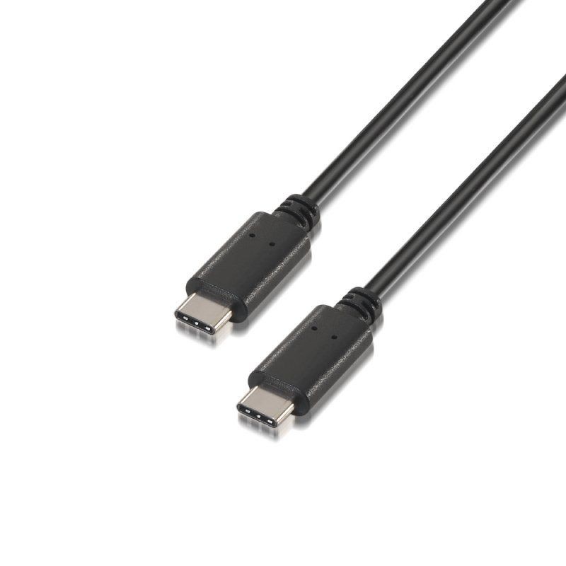 Cable usb 2.0 tipo-c aisens a107-0055/ usb tipo-c macho - usb tipo-c macho/ hasta 9w/ 625mbps/ 50cm/ negro