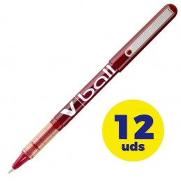 Caja de bolígrafos de tinta líquida pilot v-ball nvb7r/ 12 unidades/ rojos