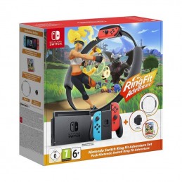 Nintendo switch roja y azul/ incluye 2 mandos joy-con + juego ring fit adventure + ring-con + cinta para la pierna