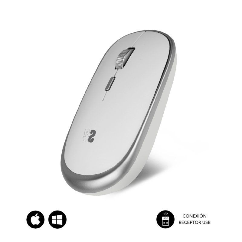 Ratón mini inalámbrico subblim wireless mini/ hasta 1600 dpi/ plata