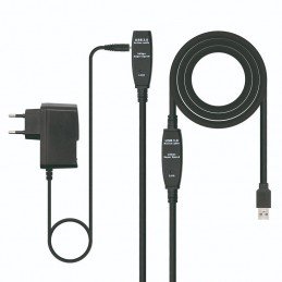 Cable alargador amplificador usb 3.0 nanocable 10.01.0312/ usb macho - usb hembra/ 10m/ negro