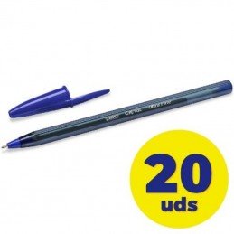 Caja de bolígrafos de tinta de aceite bic cristal exact ultrafine 992605/ 20 unidades/ azules
