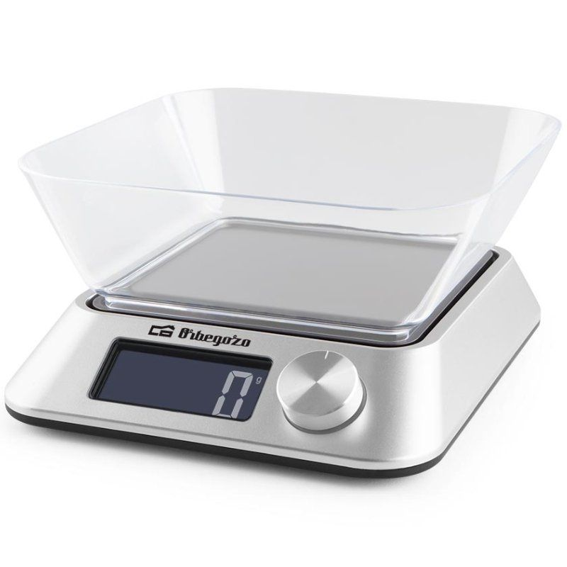 Báscula de cocina electrónica orbegozo pc 1030/ hasta 5kg/ plata