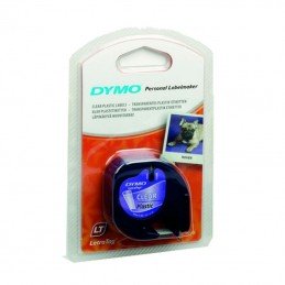 Cinta rotuladora adhesiva de plástico dymo 12267/ para letratag/ 12mm x 4m/ negra-transparente