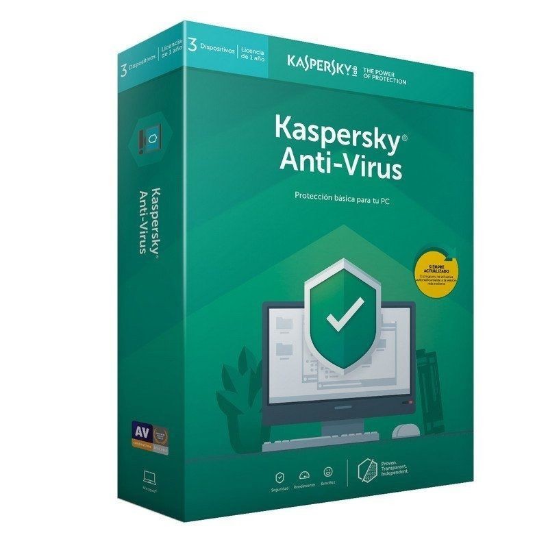 Antivirus kaspersky 2020/ 3 dispositivos/ 1 año