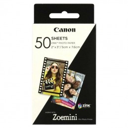 Papel fotográfico adhesivo canon 3215c002/ 5 x 7.6cm/ 50 hojas/ compatible con zoe mini