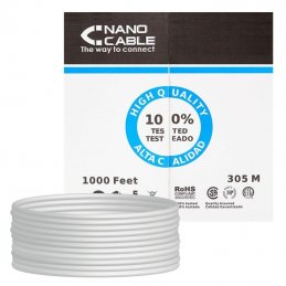 Bobina de cable rj45 ftp nanocable 10.20.0704 cat.5e/ 305m/ gris