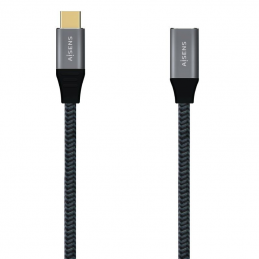 Cable alargador usb 3.2 tipo-c aisens a107-0635 20gbps 5a 100w/ usb tipo-c macho - usb tipo-c hembra/ hasta 100w/ 2500mbps/ 1m/