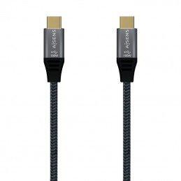 Cable usb 2.0 tipo-c aisens a107-0628 5a 100w/ usb tipo-c macho - usb tipo-c macho/ hasta 100w/ 60mbps/ 1m/ gris