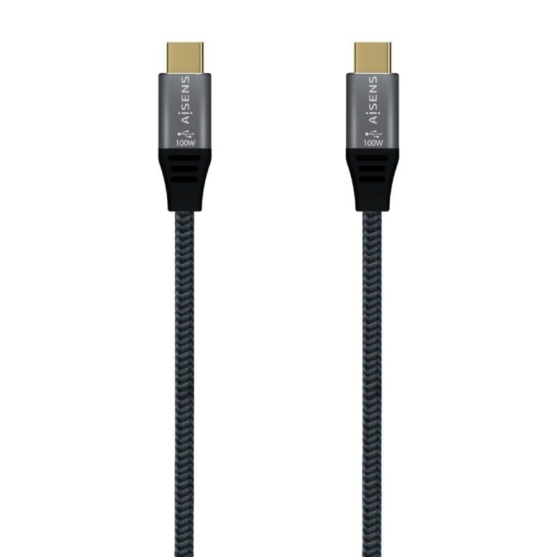 Cable usb 3.2 tipo-c aisens a107-0672 20gbps 100w/ usb tipo-c macho - usb tipo-c macho/ hasta 100w/ 2500mbps/ 1.5m/ gris