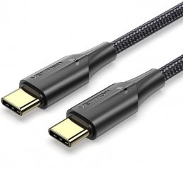 Cable usb 2.0 tipo-c 3a vention taubh/ usb tipo-c macho - usb tipo-c macho/ hasta 60w/ 480mbps/ 2m/ negro