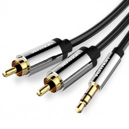 Cable estéreo vention bcfbi/ jack 3.5 macho - 2x rca macho/ 3m/ negro