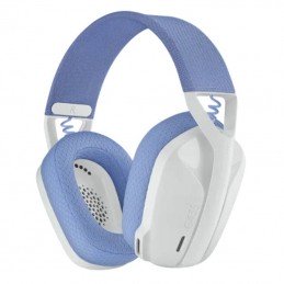 Auriculares gaming inalámbrico con micrófono logitech g435/ bluetooth/ blanco crudo y lila
