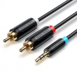 Cable estéreo vention bclbj/ jack 3.5 macho - 2x rca macho/ 5m/ negro