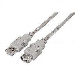 Cable alargador usb 2.0 aisens a101-0012/ usb macho - usb hembra/ hasta 2.5w/ 60mbps/ 1m/ beige