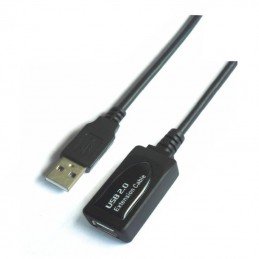 Cable alargador usb 2.0 aisens a101-0020/ usb macho - usb hembra/ hasta 2.5w/ 60mbps/ 15m/ negro