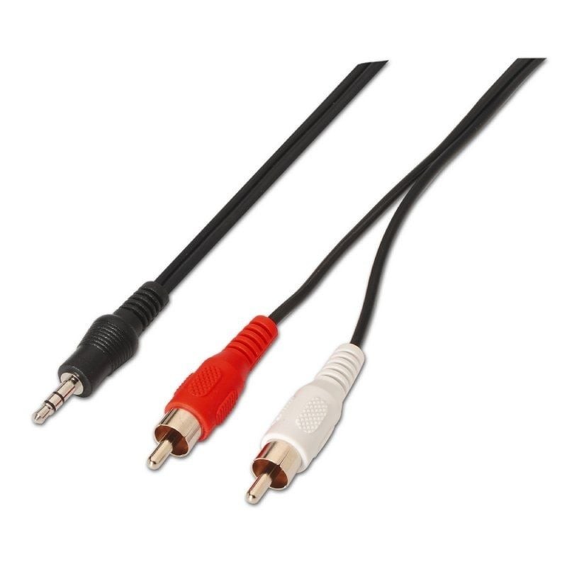 Cable estéreo aisens a128-0148/ jack 3.5 macho - 2x rca macho/ hasta 0.1w/ 3m/ negro