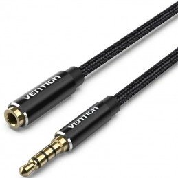 Cable estéreo vention bhcbd/ jack 3.5 macho - jack 3.5 hembra/ 50cm/ negro