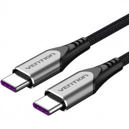 Cable usb 2.0 tipo-c 5a 100w vention taehh/ usb tipo-c macho - usb tipo-c macho/ hasta 100w/ 480mbps/ 2m/ gris