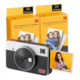 Cámara digital instantánea kodak mini shot 2 retro/ tamaño foto 5.3x8.6cm/ incluye 2x papel fotográfico/ blanco