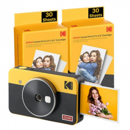 Cámara digital instantánea kodak mini shot 2 retro/ tamaño foto 5.3x8.6cm/ incluye 2x papel fotográfico/ amarillo