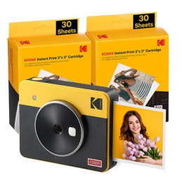 Cámara digital instantánea kodak mini shot 3 retro/ tamaño foto 7.62x7.62cm/ incluye 2x papel fotográfico/ amarillo